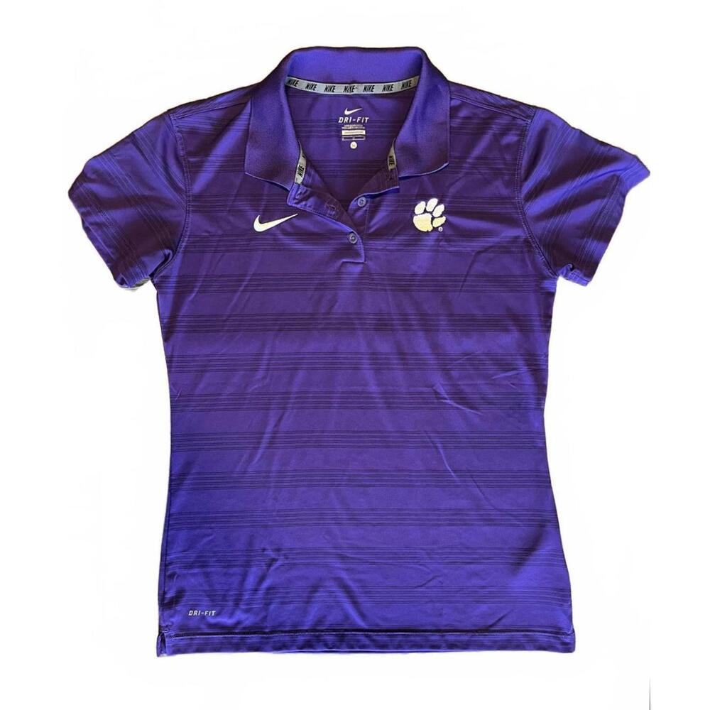 Nike Dri-FIT Purple Women's Polo Shirt w/ Clemson Tigers Paw Logo